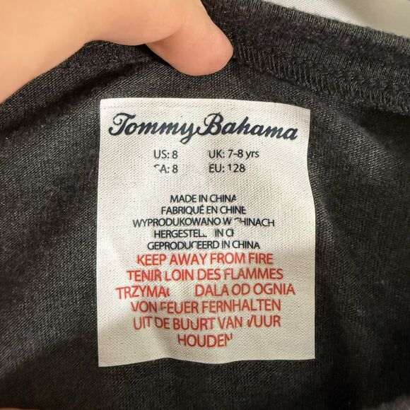 Tommy Bahama Shirt Boys 8 Grey Astronaut Dinosaur Graphic Print Long Sleeve - Picture 4 of 9